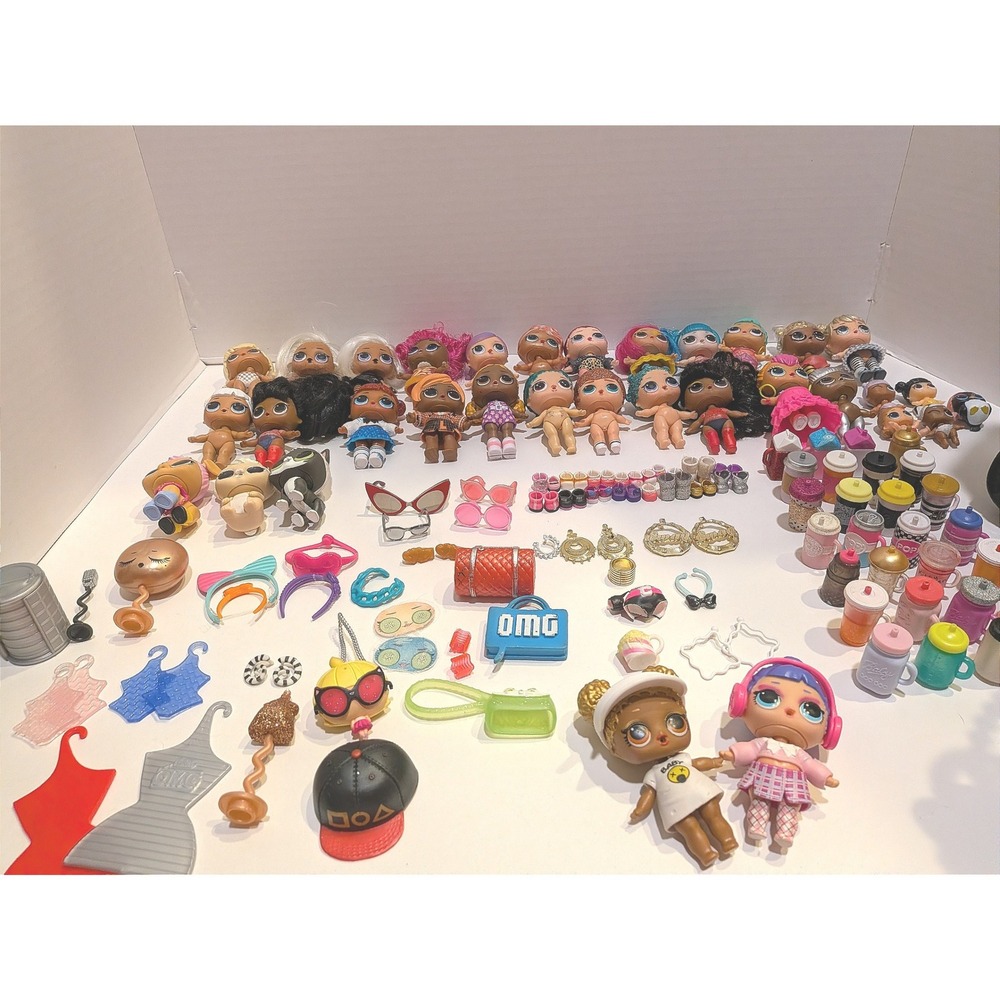 LOL Surprise HUGE Lot 38 Dolls Pets OMG + 160 Pcs Accessories Cases Used mga